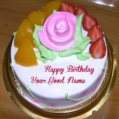 Ice Cream With Rose Birthday Wish Name Cake Pics Free Download